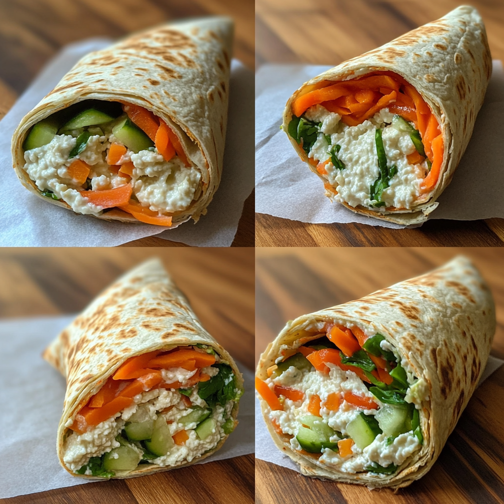 Healthy Cottage Cheese Wraps with Fresh Veggies and Herbs